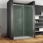 Paroi de douche fixe + coulissant verre opaque, droit, montant INOX brillant, hauteur 200cm megxaxer P1S