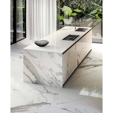 Carrelage imitation marbre blanc veiné noir poli brillant rectifié 60x60cm, 75x75cm, 75x150cm refxstatuario 