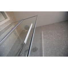 Paroi de douche fixe + coulissant verre transparent, droite, montant ALU chromé, hauteur 210cm megxsolodocciaevo