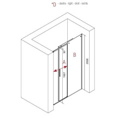 Paroi de douche fixe + coulissant verre transparent, droite, montant ALU chromé, hauteur 210cm megxsolodocciaevo