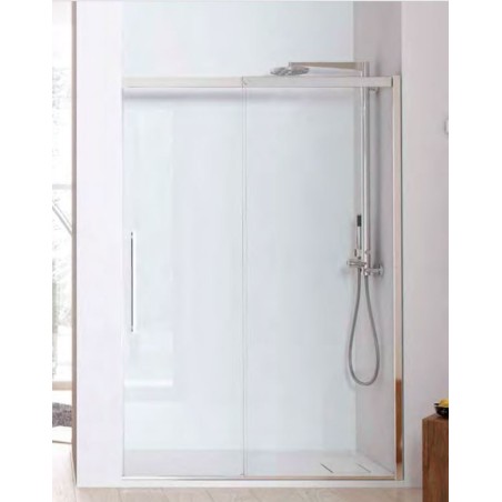 Paroi de douche fixe + coulissant verre transparent, gauche, montant ALU noir mat, hauteur 210cm megxsolodocciaevo