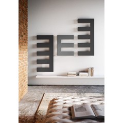 Sèche-serviette radiateur électrique design, salle de bain Antpetine droit noir mat 122.5x55cm