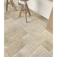 Carrelage opus imitation pierre beige,  40x60cm et opus 4 formats lisse et antidérapant savcitadel sand