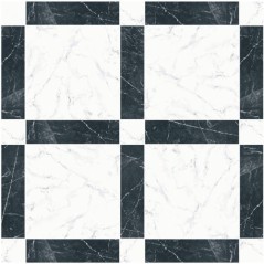Carrelage decor dalle marbré blanc et bande marbre noir mat 64.5x64.5, 16x16cm et 16x64.5cm rectifié pasicminflor