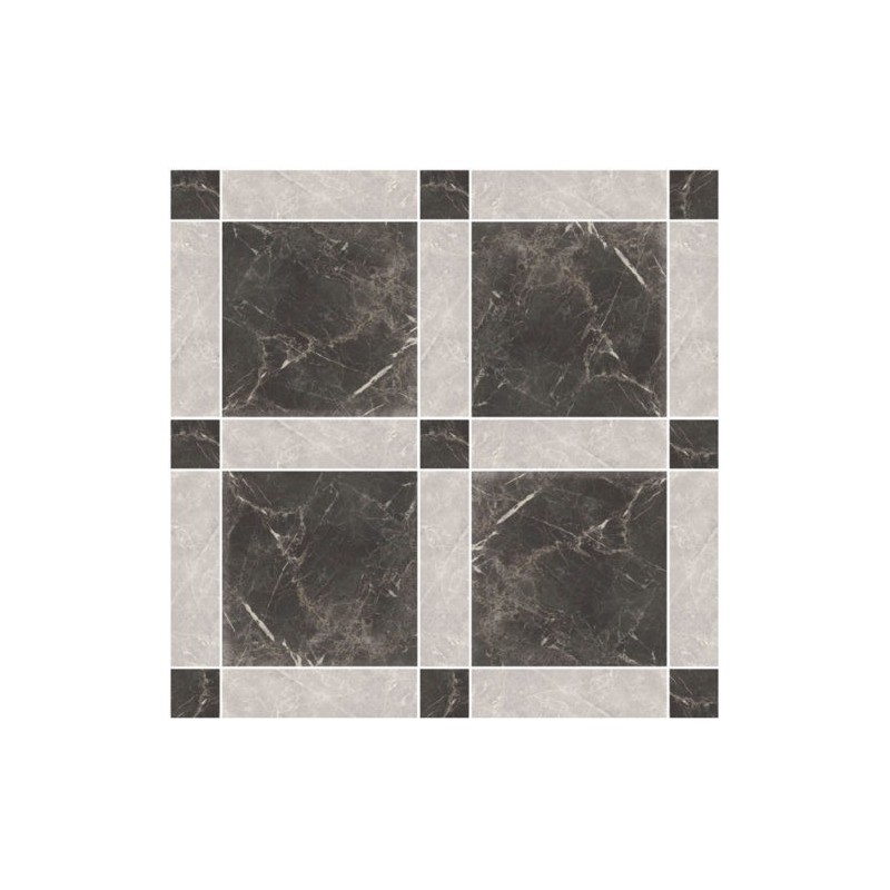 Carrelage decor dalle marbré anthracite et bande marbré gris clair mat 64.5x64.5, 16x16cm et 16x64.5cm rectifié pasicmadison