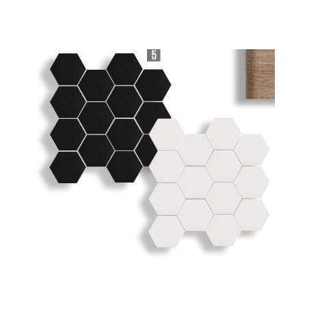 Mosaique carrelage hexagone 6x7cm mat uni noir ou blanc sur trame 27x28cm, sol et mur, épaisseur 9mm,  pasicmonocolor