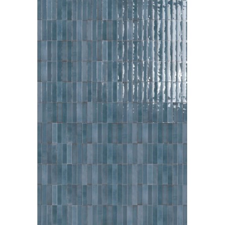 Carrelage imitation zellige, bleu, mur, 25x60cm représentant 10 carreaux 6x25cm savartisan blue promotion