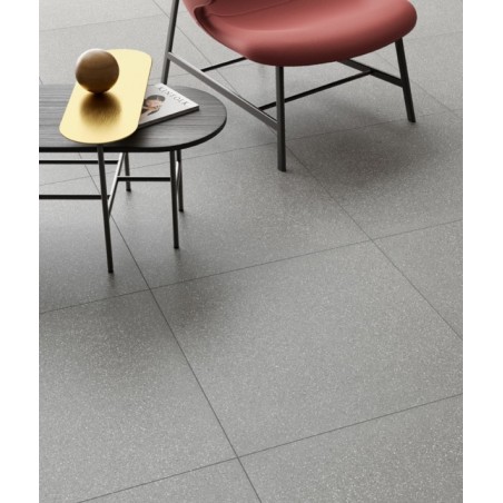 Carrelage imitation terrazzo gris rectifié 60x60x0.9cm  norme UPEC refxflake dark small