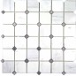 Mosaique décor octogone marbre blanc brillant avec cabochon gris sur trame 29.5x29.5cm mox victoria blanco