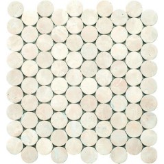 Mosaique salle de bain de rond de pierre blanche mat sur trame 30x30cm mox circular blanc