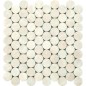 Mosaique salle de bain de rond de pierre blanche mat sur trame 30x30cm mox circular blanc