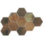 Carrelage hexagonal décoré effet métal rouillé 25x22x0.9cm, Dif oxydo