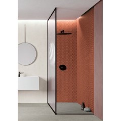 Mosaique hexagonale sol et mur rouge foncé mat mini tomette 4.3x3.8cm sur trame 31.6x31.6cm terrarusty