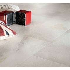 Carrelage imitation pierre ardoise blanc mat nuancé 30x60,5, 60x60cm, 45.3x75.8 et 60x120cm edimore milk