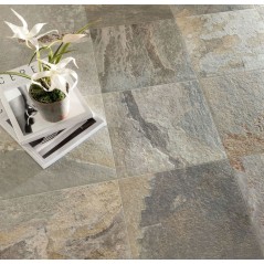 Carrelage imitation pierre ardoise gris mat nuancé 30x60,5, 60x60cm, 45.3x75.8 et 60x120cm edimore sage