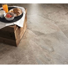 Carrelage imitation pierre ardoise gris beige mat antidérapant R11 30x60,5, 60x60cm, 60x120cm edimore nut