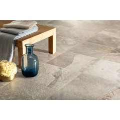 Carrelage imitation pierre ardoise gris beige mat antidérapant R11 30x60,5, 60x60cm, 60x120cm edimore nut