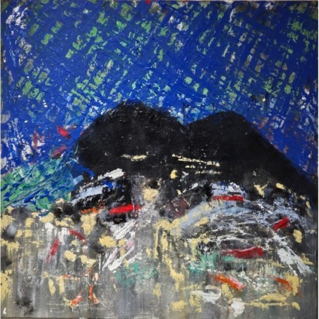 Peinture contemporaine, tableau moderne abstrait, acrylique sur toile 80x80cm: abstraction de nuit3