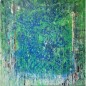 Peinture contemporaine, tableau moderne abstrait, acrylique sur toile 100x100cm, étude en vert et bleu