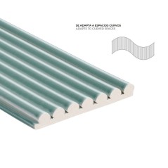 Carrelage baton arrondi en relief ingélif pour le mur et la façade brillant 10x39cm vert natucmyc olive