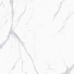 Carrelage imitation marbre blanc veiné de gris satiné 60x60cm rectifié, salon, santa statuario venato