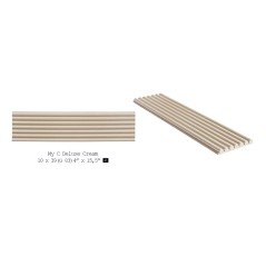 Carrelage baton arrondi en relief ingélif pour le mur et la façade brillant 10x39cm beige natucmyc cream