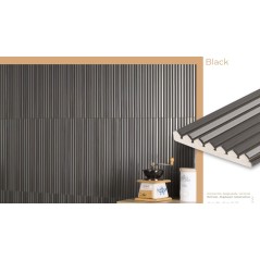 Carrelage baton en triangle en relief ingélif pour le mur et la façade mat et brillant gris foncé 10x39cm natucmyv noir