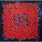 Peinture, tableau contemporain acrylique  sur toile 100x100cm: big bang rouge sur fond bleu et noir