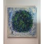 Peinture, tableau contemporain acrylique  sur toile 100x100cm: big bang vert et bleu 1