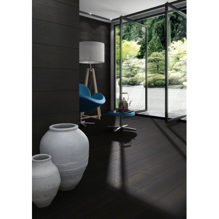 Carrelage imitation plancher en bois noir, sol et mur, salon, 19.2x119.3cm rectifié,  V okinawa carbon