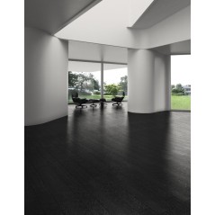 Carrelage imitation parquet noir pur sans noeud moderne, sol et mur, 14.4x89.3cm rectifié, V arhus noir