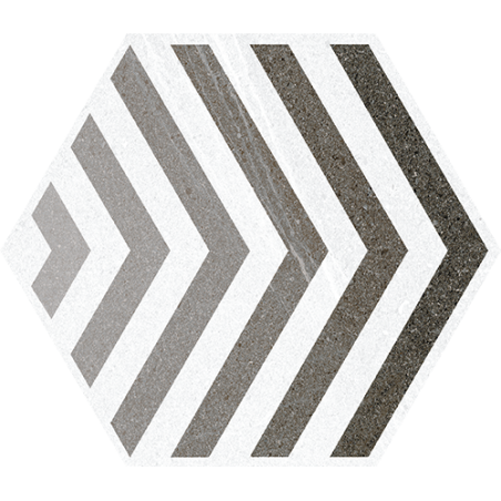 Carrelage hexagone VIVlacroix gris 23x26.6 cm grès cérame émaillé sol et mur