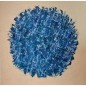 Peinture contemporaine, tableau moderne abstrait, acrylique sur toile 100x100cm, big bang bleu moyen sur fond ivoire