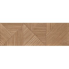Carrelage décor parement bois noisette mat décor géométrique en relief, 30x90cm rectifiée ,  Porce9545  cerezo