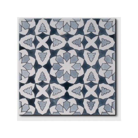 Carrelage peint à la main email craquelé décor oriental gris 20x20x1.1cm D chloé winter