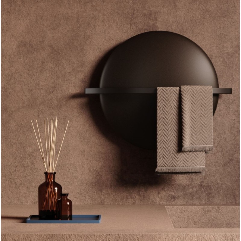 Sèche-serviette eau chaude rond design salle de bain avec la barre porte-serviettes Antxsaturne de couleur