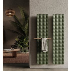 Sèche-serviette radiateur eau chaude design avec ou sans porte-serviette 82x61cm et 123x61cm antxWaffle V vert