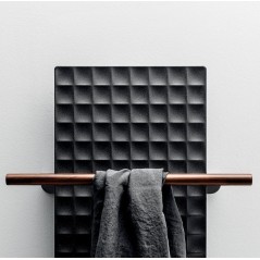 Sèche-serviette radiateur vertical électrique design 122x41cm avec barre porte-serviette en bois antxWaffle V de couleur
