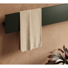 Sèche-serviette radiateur électrique design, contemporain, salle de bain AntxT1P noir mat sans fente porte-serviette