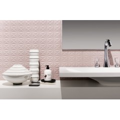 Carrelage salle de bain moderne mural en relief santacity rose 25x75cm