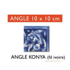 Angle bleu décoré 10x10x0.7cm peinte à la main , Dif konya