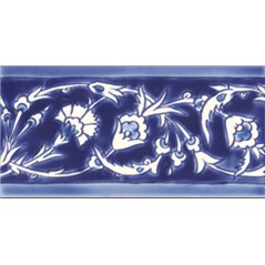 Frise brillante décorée 10x20x0.7cm peinte à la main , Dif konya bleu