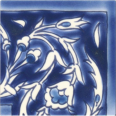 Angle bleu décoré 10x10x0.7cm peinte à la main , Dif konya