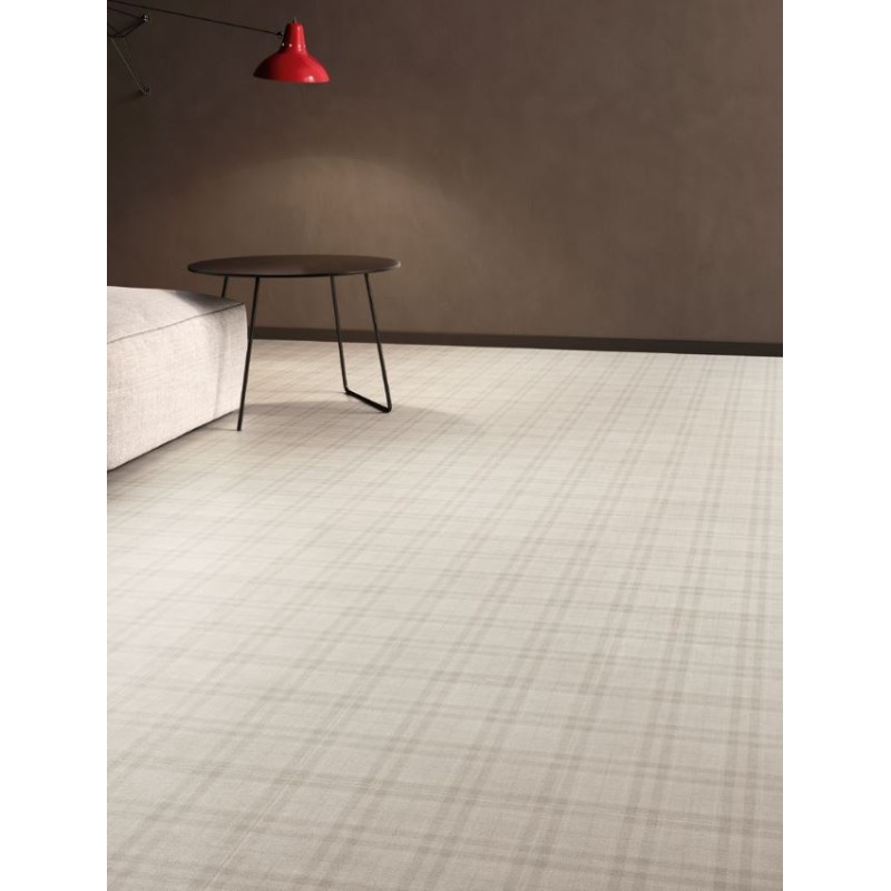 Carrelage imitation tissu, tapis, gris clair, restaurant, rectifié, 60x60cm santaset tartan blanc