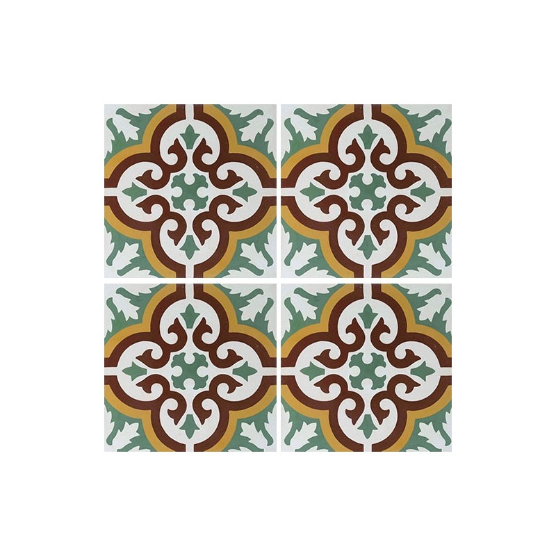 Carrelage ciment véritable décor arabesque 7900-1 20x20cm