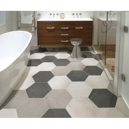 Carrelage salle de bain hexagonal domus sabbia effet carreau ciment 34.5x40cm