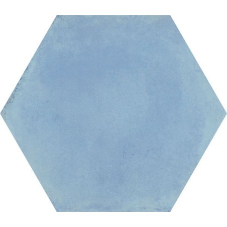 Carrelage hexagone bleu clair effet carreau ciment brillant 34.5x40cm savietri azur