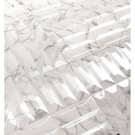 Carrelage imitation marbre blanc veiné de gris métro 25x75cm,  cultstatuario brillant
