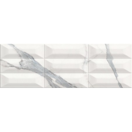 Carrelage imitation marbre blanc veiné de gris métro 25x75cm,  cultstatuario brillant