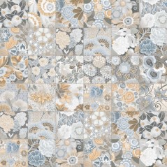 Carrelage imitation carreau de ciment de fleurs 20x20 cm V flore gris patchwork
